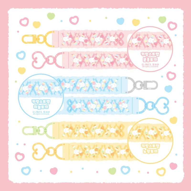 [LT08] DISCOUNT DESK Lita Planet Bunny Key Strap Masking Tape - Light/Dark/Pink