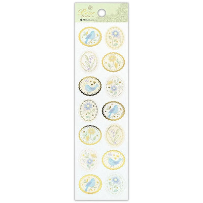 [NB11] Prier Sticker Sheet - Seal Prier Blue Bird and Flowers