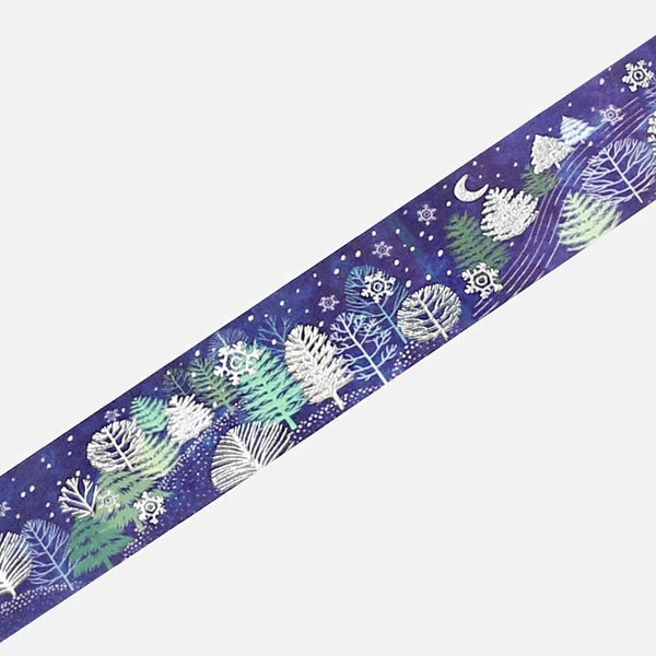 [BG08] DISCOUNT DESK BGM Washi Tape Snowy Night Forest 20mm x 5m