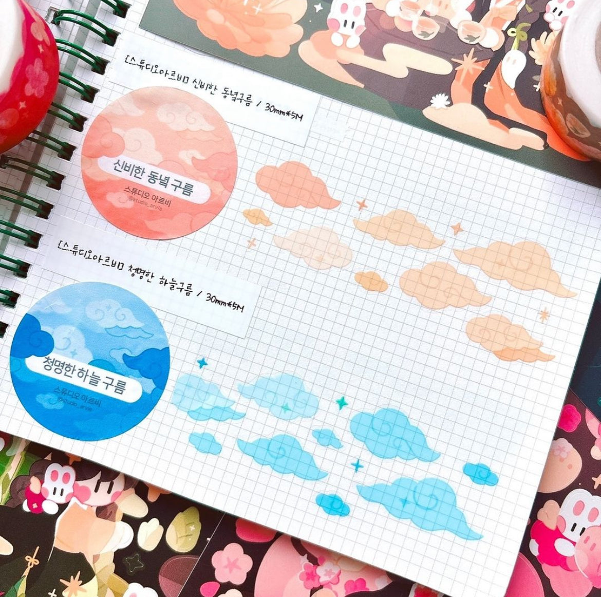 [STA19] NEW Studio Arvie Cloud Kisscut Masking Tape (Set/Single)