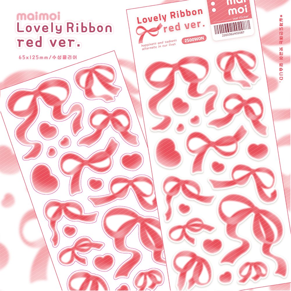 [MM23] Maimoi 'Lovely Ribbon' Sticker Sheet (Red/Pink)