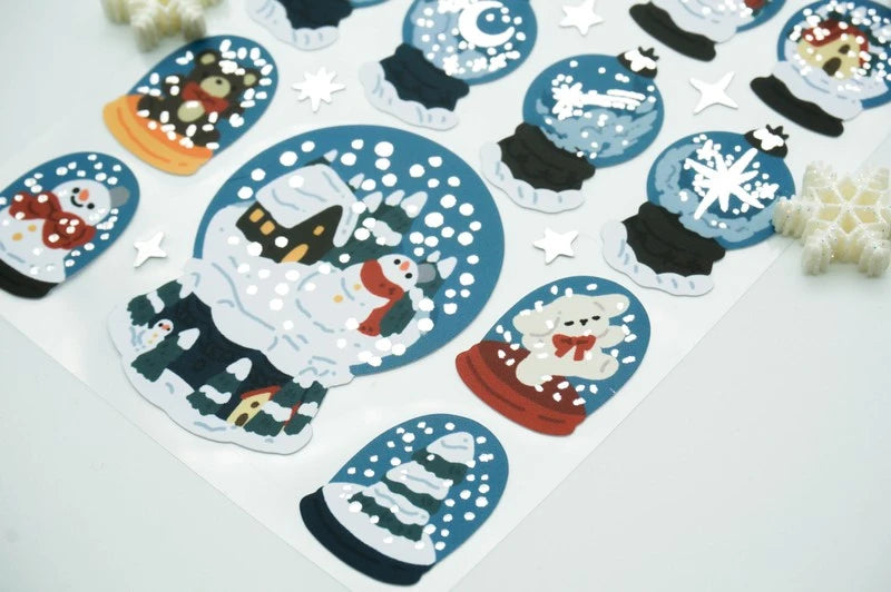 [MM03] Mong Mong Space Snow Ball Town Silver Foil Sticker Sheet