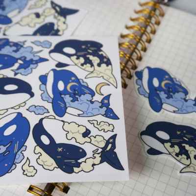 [MM29] DISCOUNT DESK Mong Mong Space Whale in the Clouds Self-cut Sticker Pack