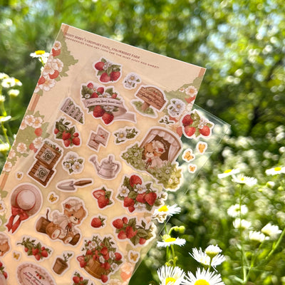 [DD14] Dear Dolly Teddybear's Ordinary Days Strawberry Farm Sticker Sheet