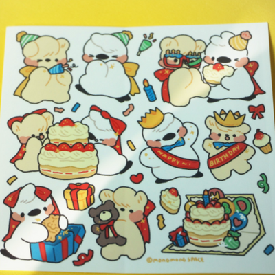 [MM27] Mong Mong Space Birthday Pinu Self-cut Sticker Pack