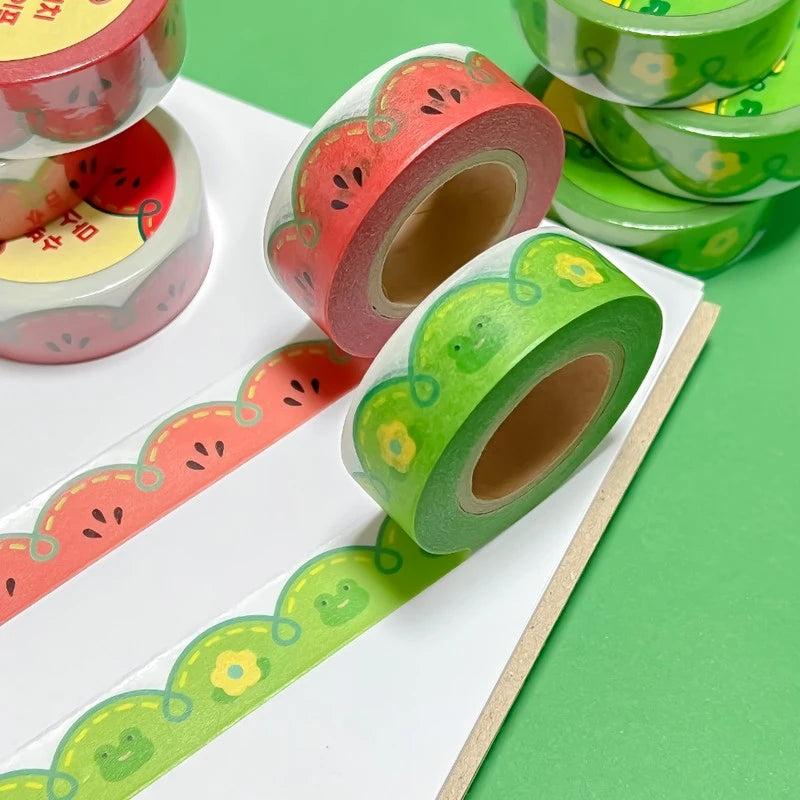 [PO04] DISCOUNT DESK Poku Poku Studio Stitch Masking Tape (Froggy/Watermelon)