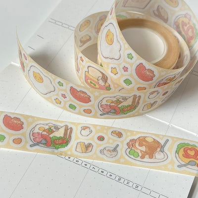 [MM30] Maimoi 'Mongle Breakfast' Kisscut Masking Tape 25mm x 5m