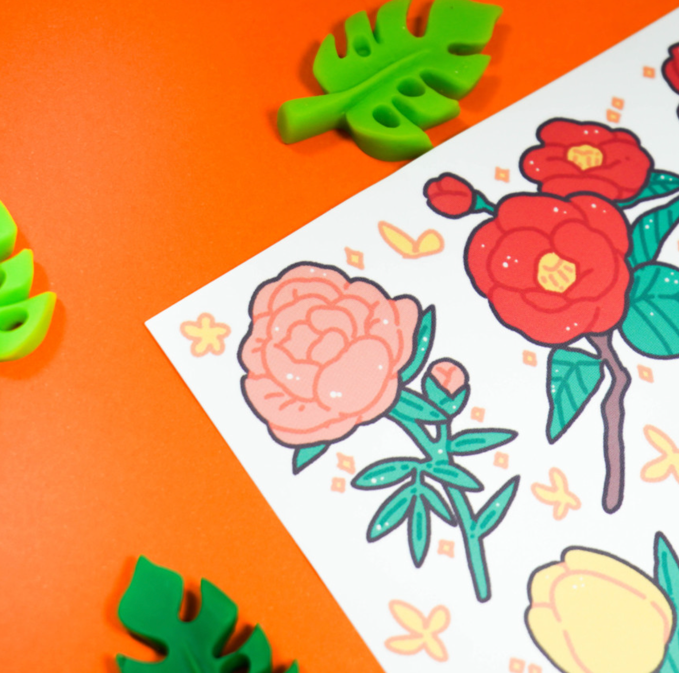 [MM21] DISCOUNT DESK Mong Mong Space Red Flowers Self-cut Sticker Pack