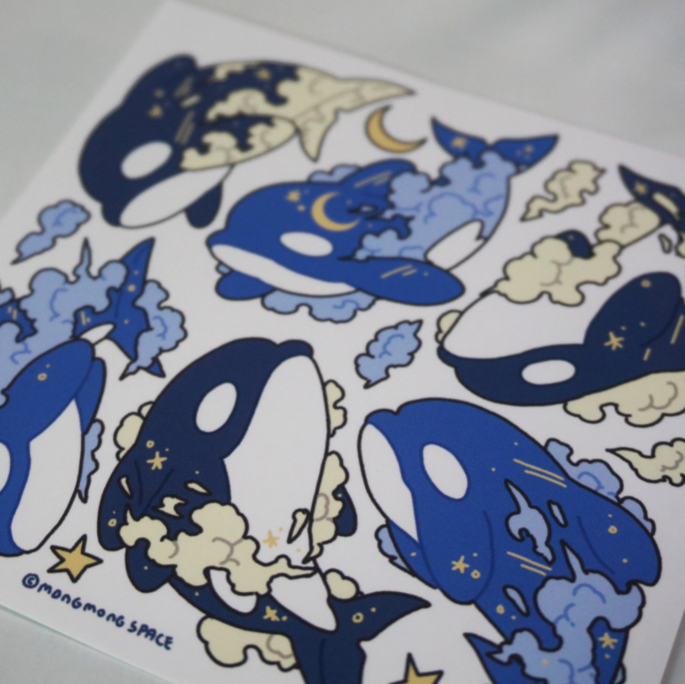 [MM29] DISCOUNT DESK Mong Mong Space Whale in the Clouds Self-cut Sticker Pack