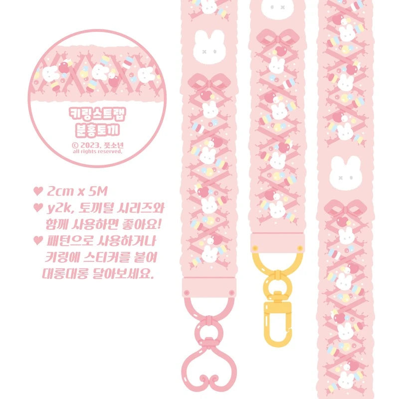 [LT08] DISCOUNT DESK Lita Planet Bunny Key Strap Masking Tape - Light/Dark/Pink