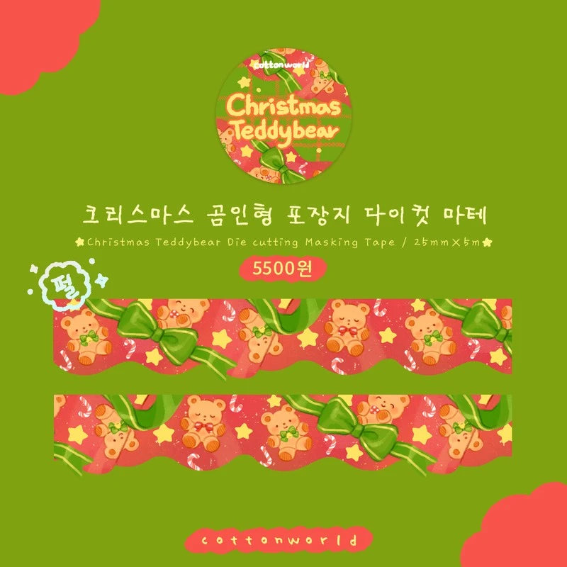 [CW75] NEW RESTOCK Cotton World Christmas Glitter Diecut Masking Tapes (options)