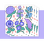 [MM23] DISCOUNT DESK Mong Mong Space Purple Flowers Self-cut Sticker Pack