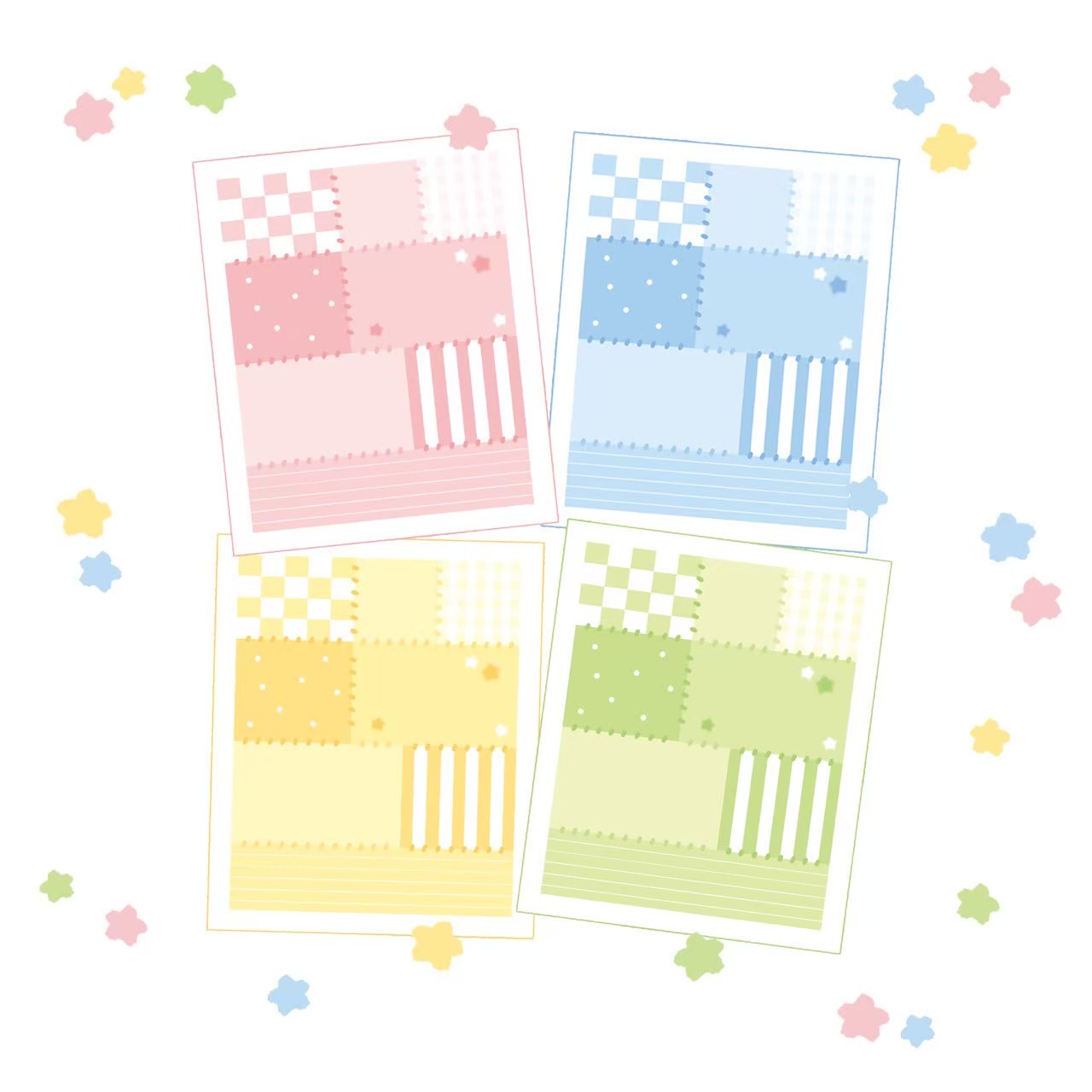 [DC119] NEW Danchoo Square Patchwork Memo Sticker Pack