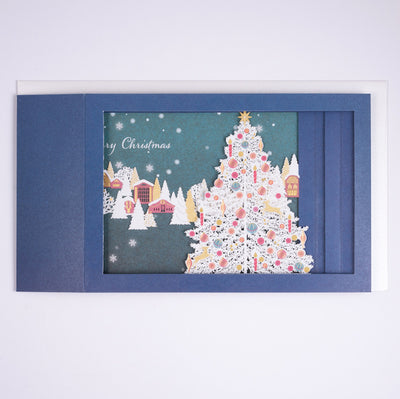 [EA02] EASE Laser Cut Shadow Box Tree Town Christmas Card