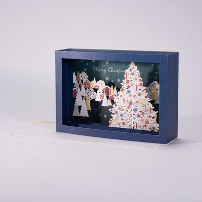 [EA02] EASE Laser Cut Shadow Box Tree Town Christmas Card