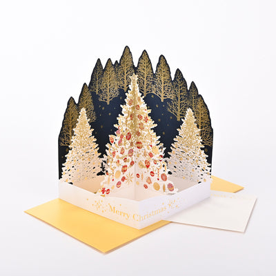 [EA14] EASE Laser Cut White Christmas Forest Park Card