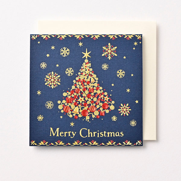 [EA15] EASE Christmas Mini Card - Gold & Red Ornament Tree