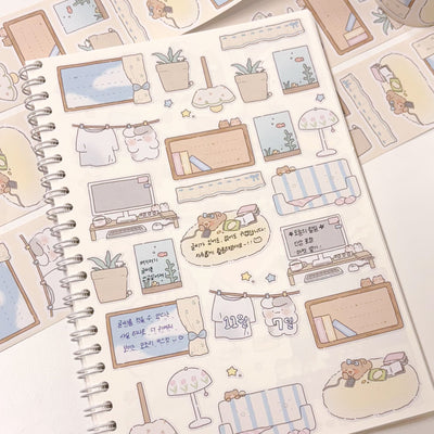 [SY37] Syomsyom Cozy Room Memo Kisscut Masking Tape 5cm x 5m