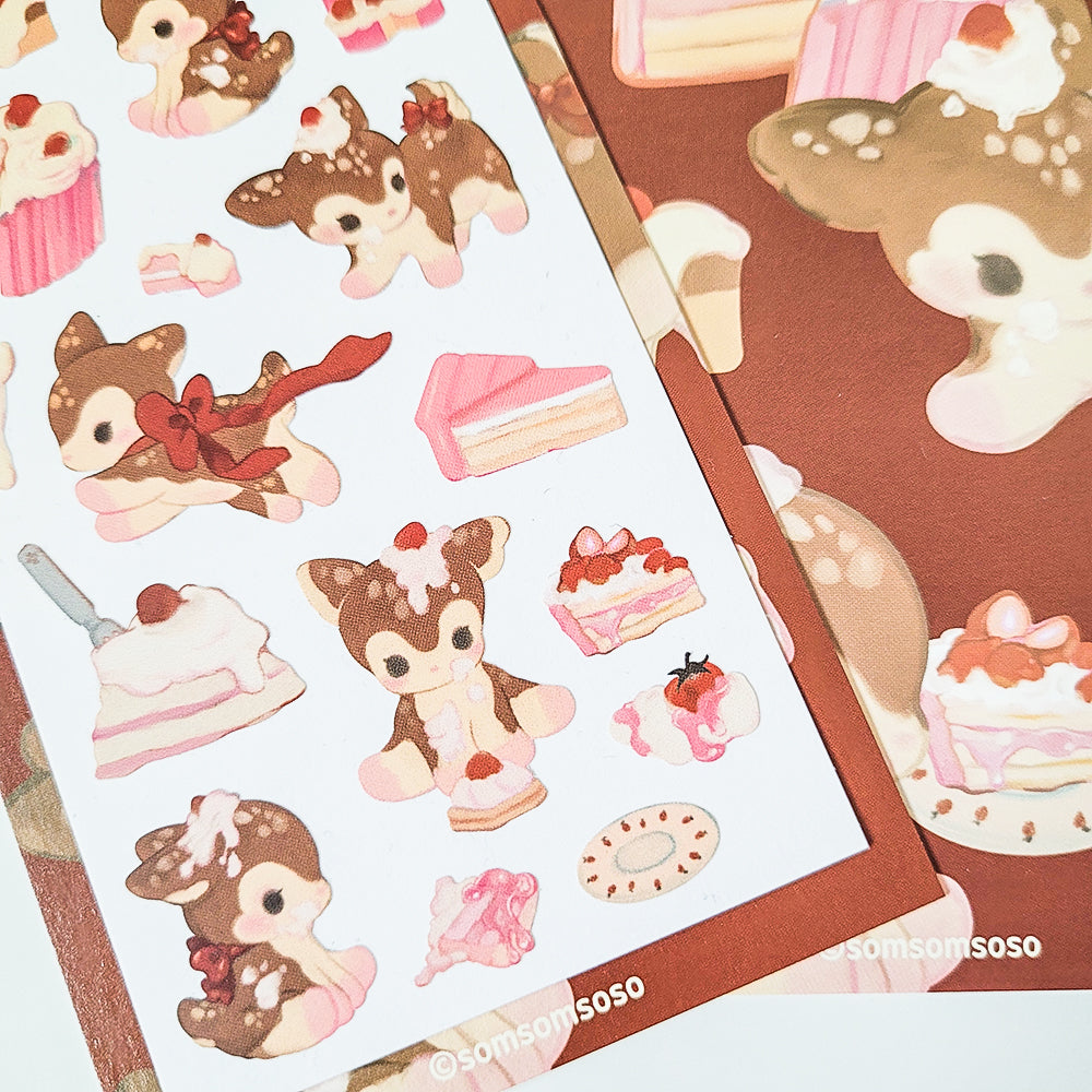 [SO01] NEW RESTOCK Somsomsoso Cake Deer Sticker Sheet