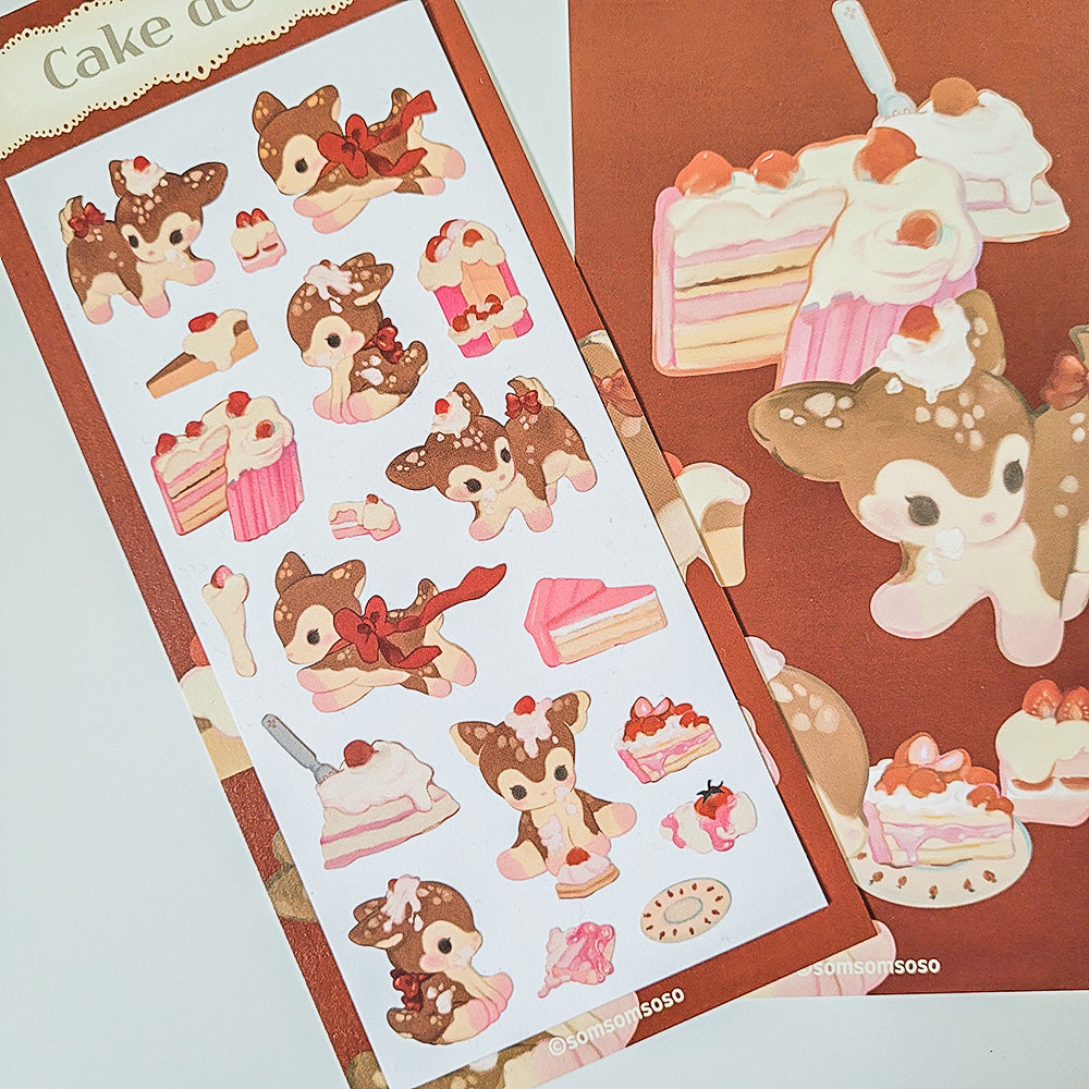 [SO01] NEW RESTOCK Somsomsoso Cake Deer Sticker Sheet