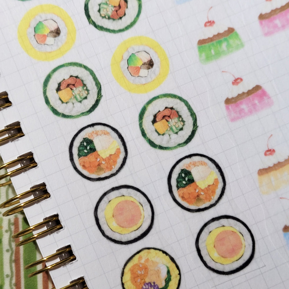 [SO08] Somsomsoso Mini Pudding/Kimbap Die-cut Masking Tape 20mm x 5m