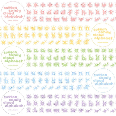 [DC76] Danchoo Cotton Candy Cloud Alphabet Kiss-cut Masking Tape (5 colors)