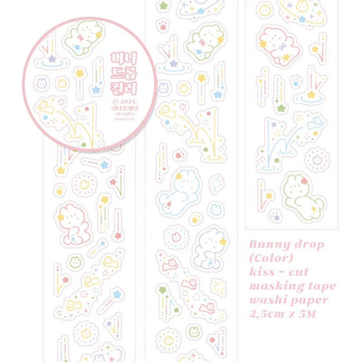 [LT38] DISCOUNT DESK Lita Planet Bunny Drop Kiss-cut Masking Tape 2.8cm x 5M (options)