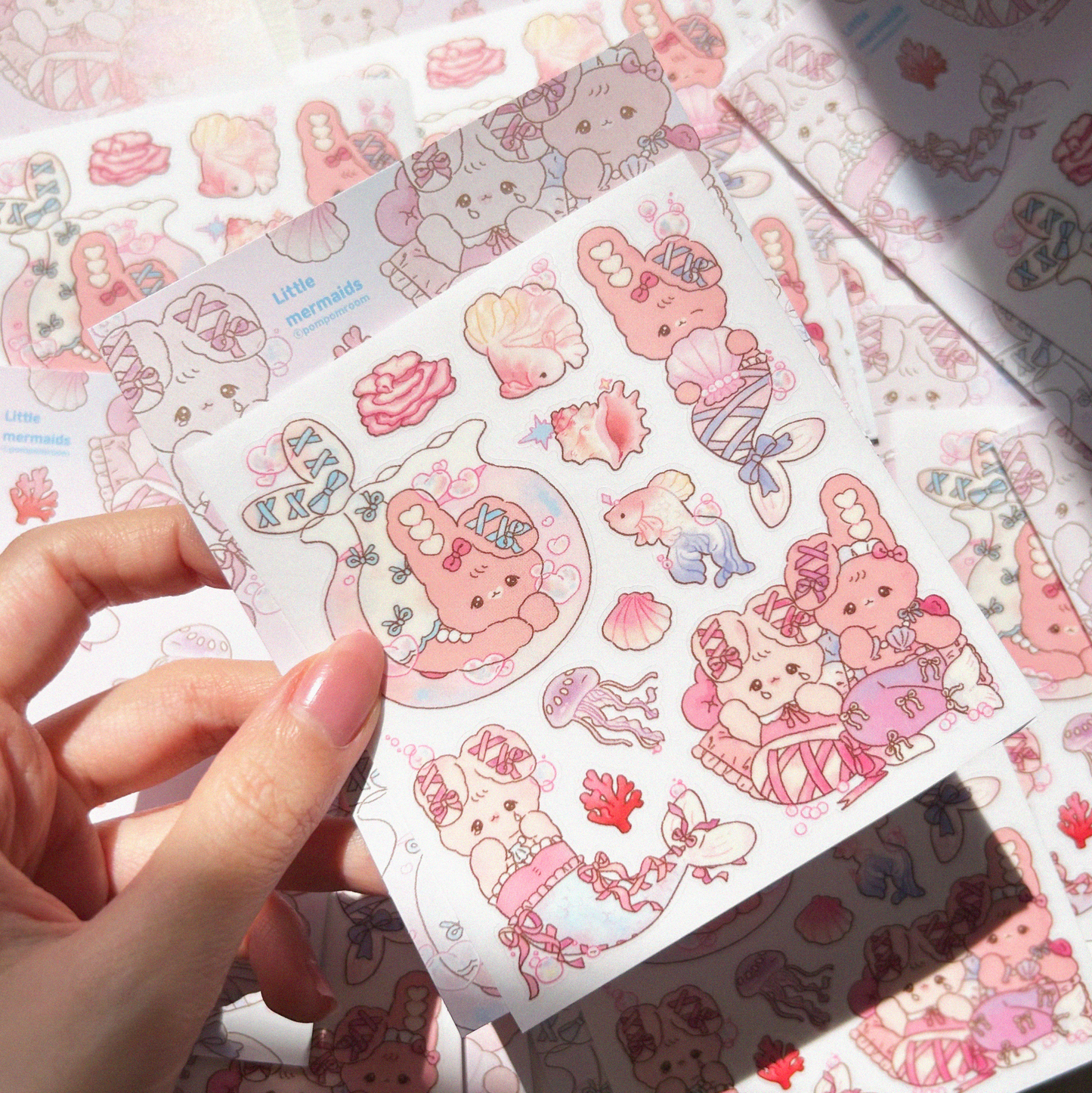 [PP01] Pompomroom Little Mermaids Clear Matte Sticker