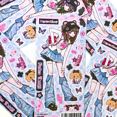 [PF47] Palmfarm Studio Y2K Animal Clover Sticker Sheet