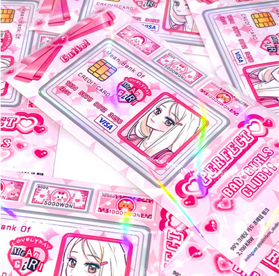 [PF58] Palmfarm Studio 90's Credit Card Frame Sticker Sheet (Pink/Blue)