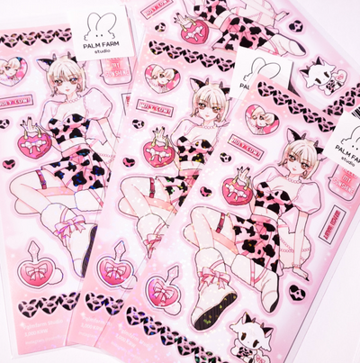 [PF60] Palmfarm Studio Pink Cow Dallae Sticker Sheet