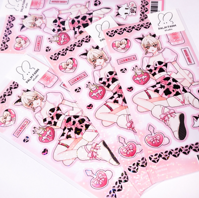 [PF60] Palmfarm Studio Pink Cow Dallae Sticker Sheet