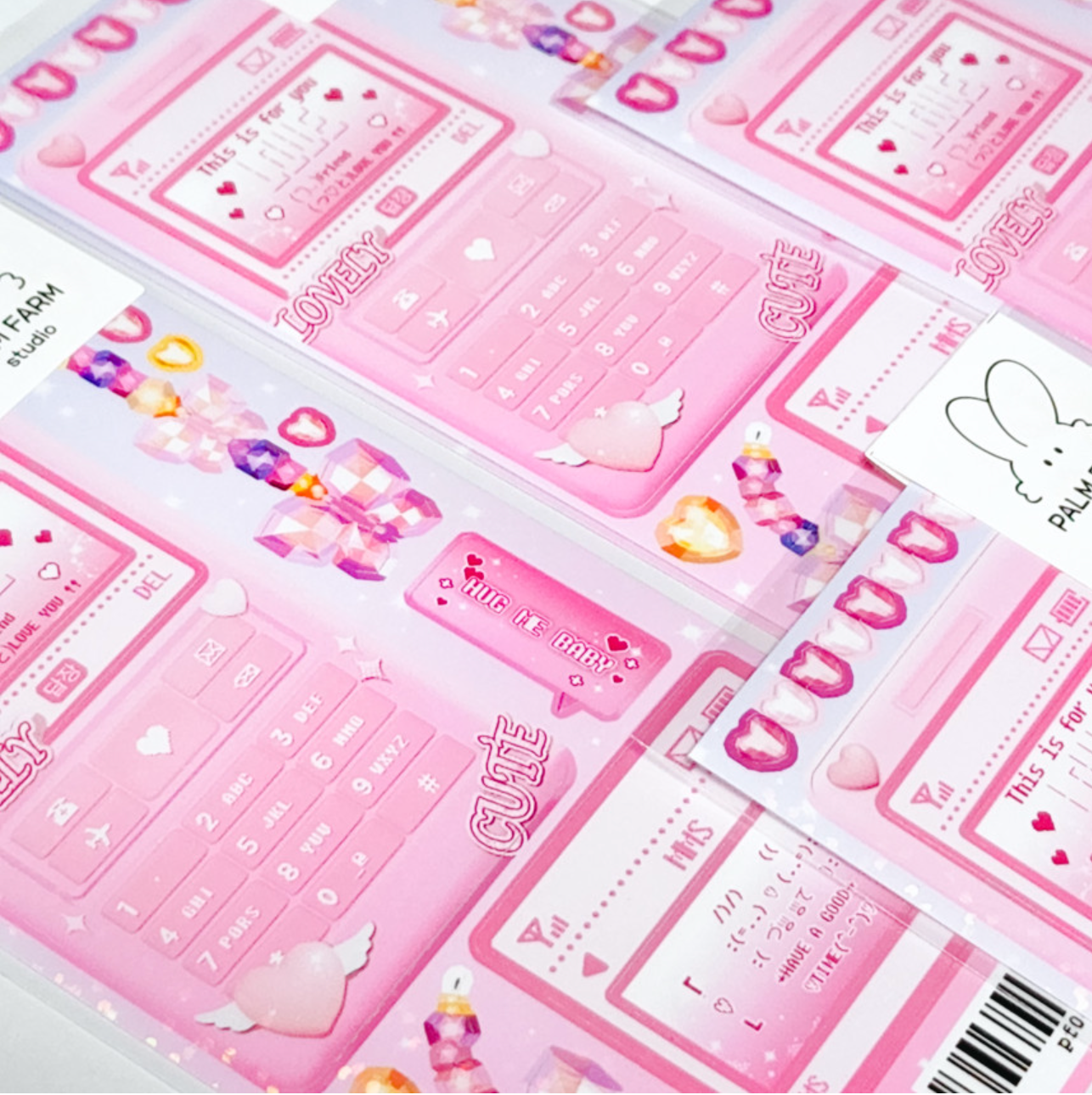 [PF62] Palmfarm Studio Love Mobile Message Sticker Sheet (Pink/Blue)