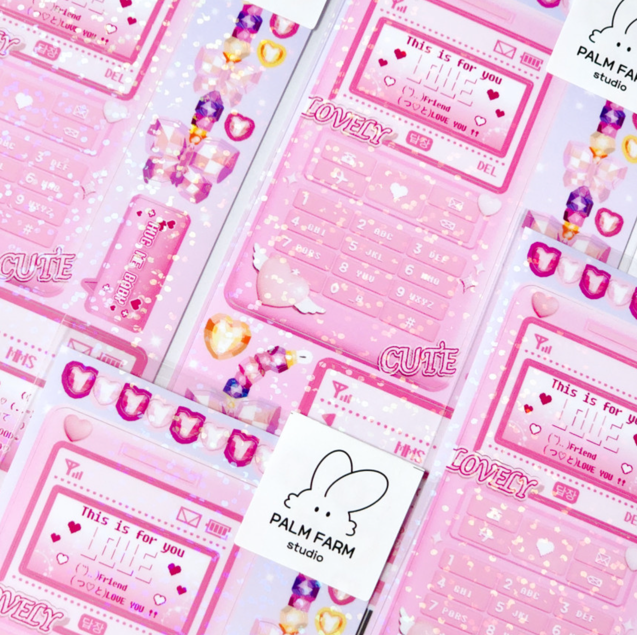 [PF62] Palmfarm Studio Love Mobile Message Sticker Sheet (Pink/Blue)