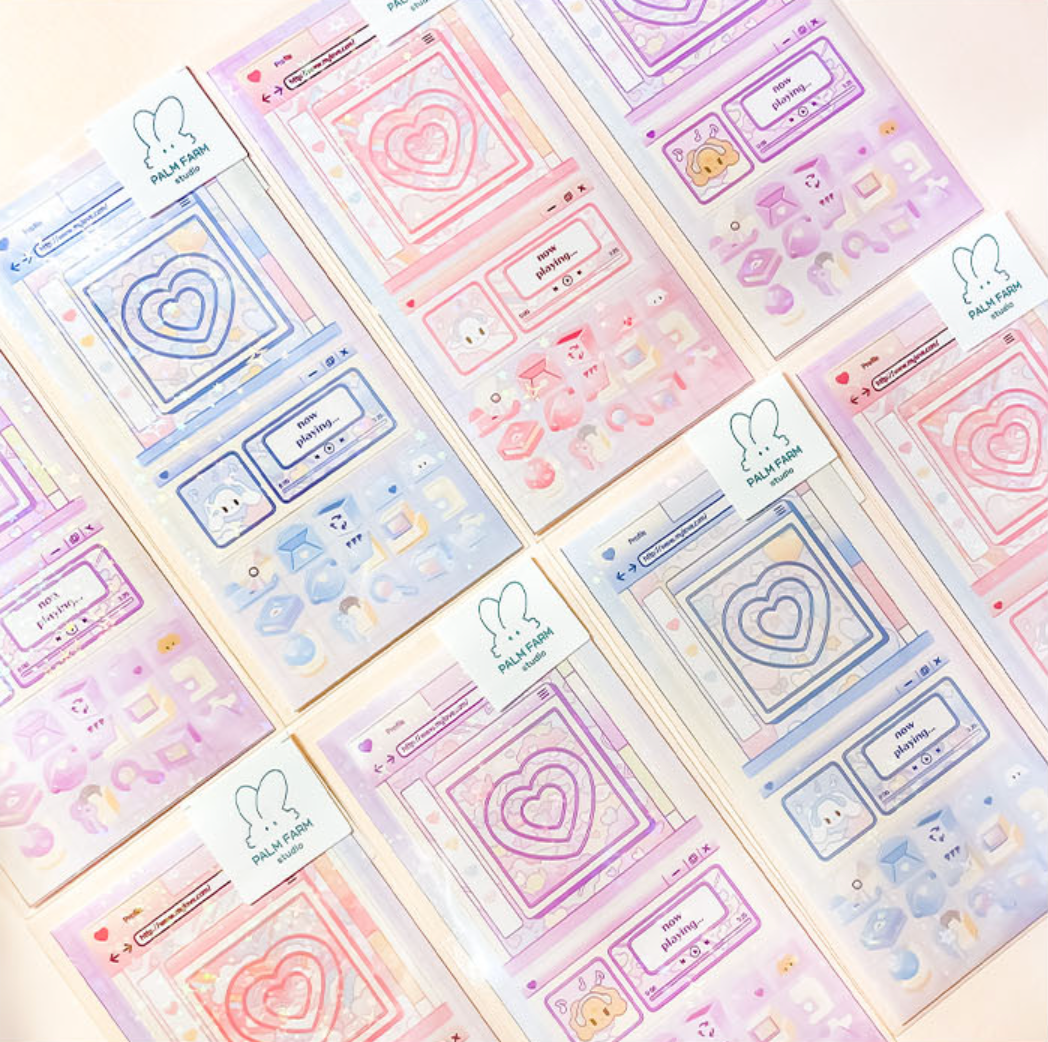 [PF68] Palmfarm Studio Virtual Palmfarm Frame Sticker Sheet (Pink/Blue/Purple)