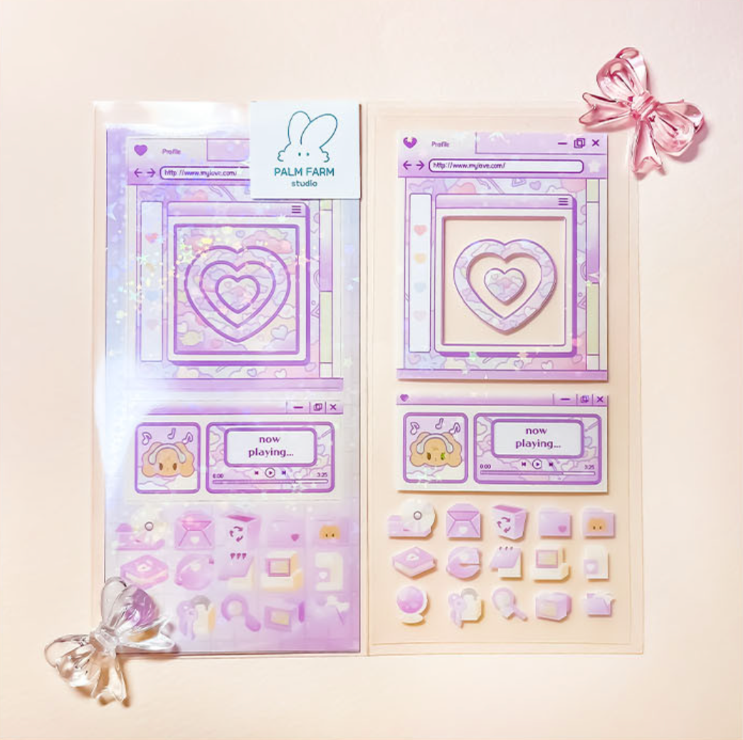 [PF68] Palmfarm Studio Virtual Palmfarm Frame Sticker Sheet (Pink/Blue/Purple)