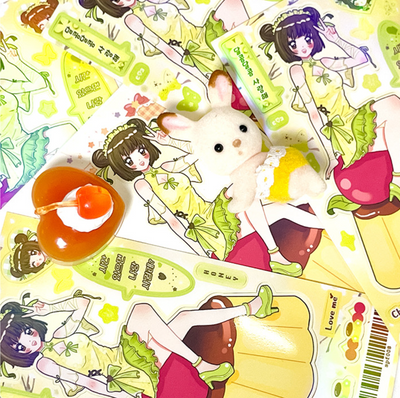 [PF25] Palmfarm Studio Pudding Chipao Girl Sticker Sheet