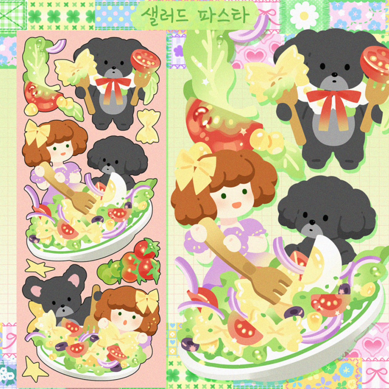 [JJ15] Jjong Studio Salad Pasta Character Sticker Sheet