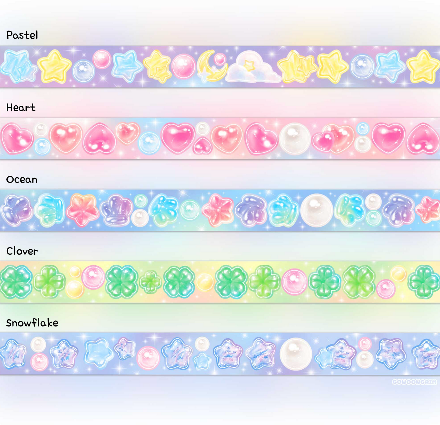 [GO09] Gowoongrim Beads Roll Sticker Kiss-cut Masking Tape (options)