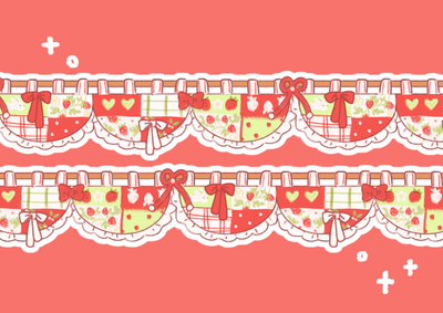 [CW13] Cotton World Strawberry Curtain Diecut Masking Tape 27mm x 5m