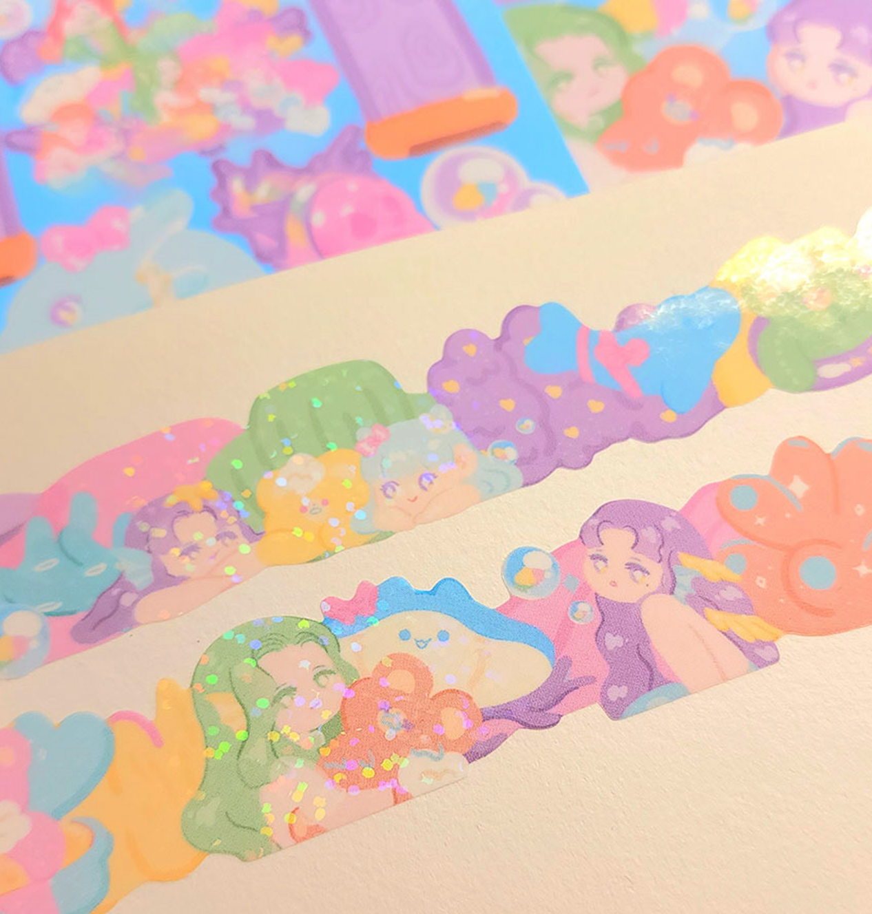 [FT25] Fantafore Siren Island Siren & Zombear Diecut Hologram Masking Tape