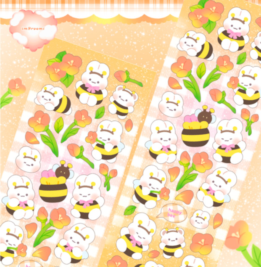 [GR02] im9roomi Honey Bee Bunny Sticker Sheet