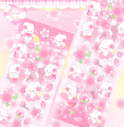 [GR03] im9roomi Cherry Blossom Bunny Sticker Sheet