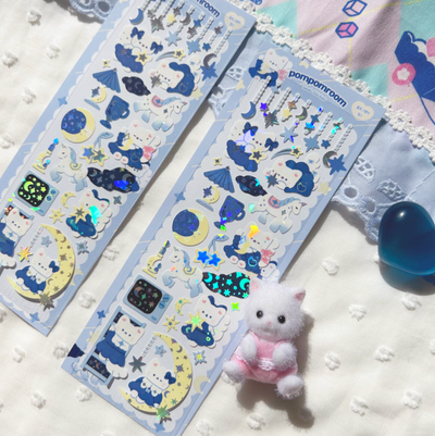 [PP27] Pompomroom Starry Night Hologram Sticker Sheet