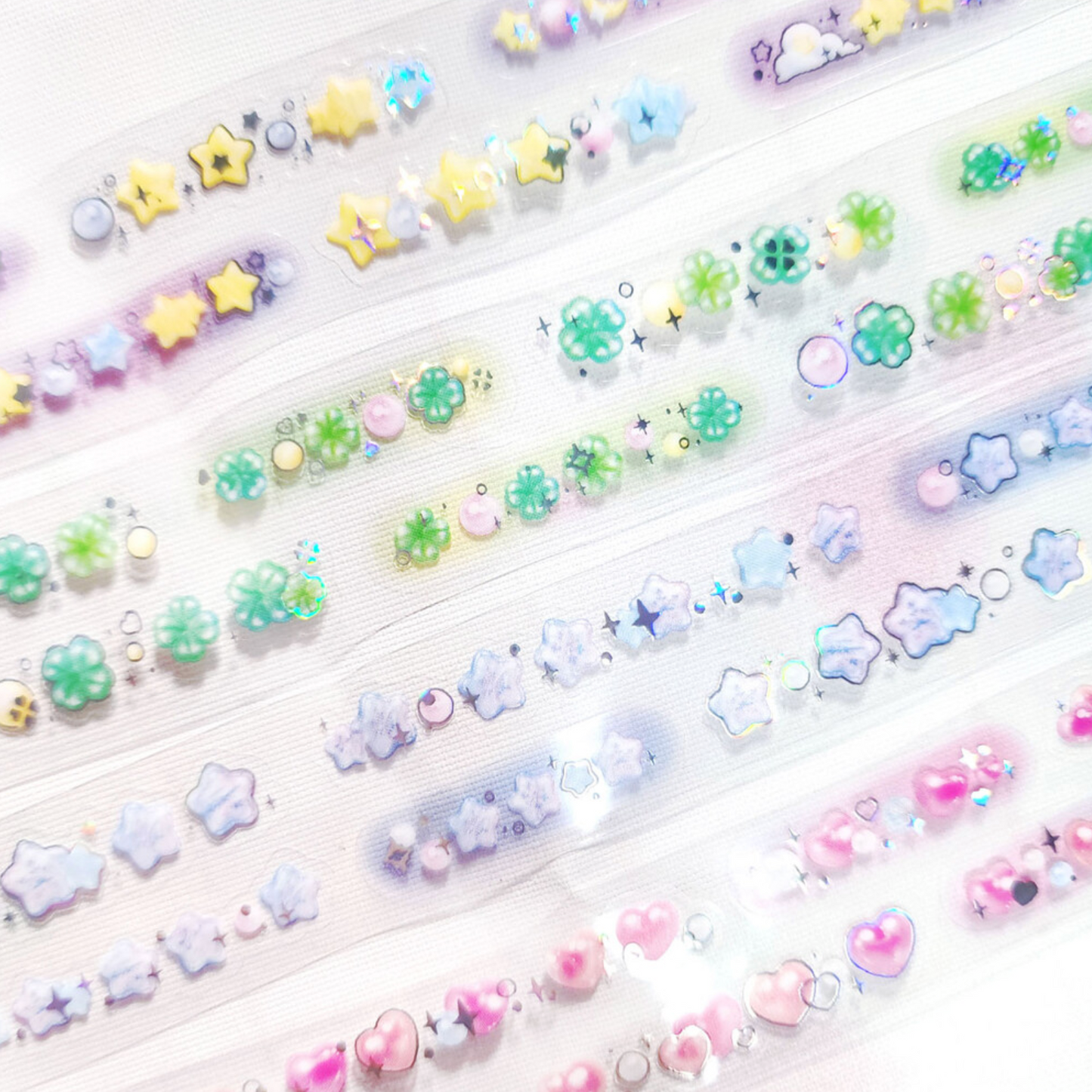 [GO24] Gowoongrim 3D Hologram Mini Beads Kisscut Masking Tape (Set/Singles)