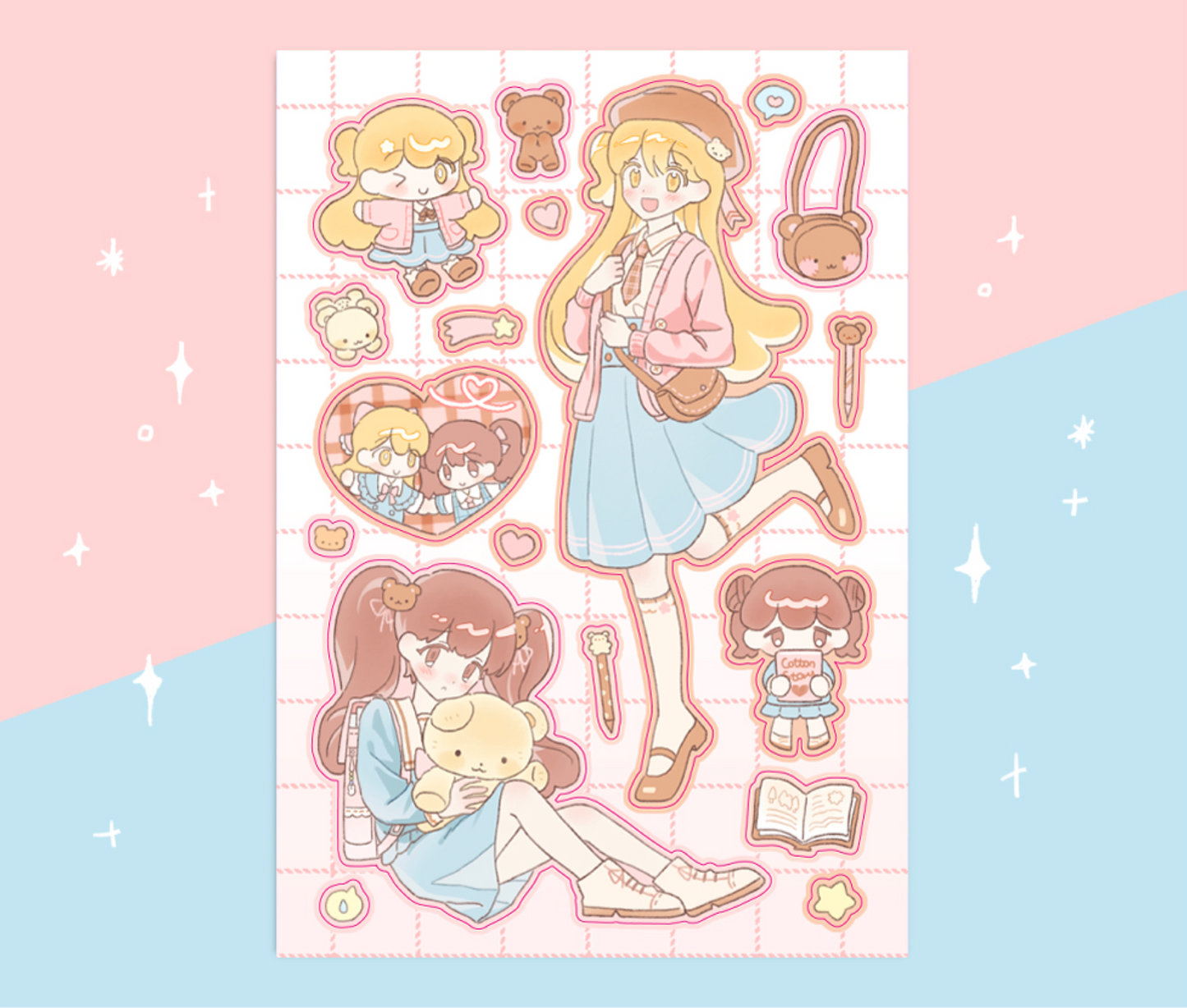 [CW33] Cotton World Teddy School Sticker Sheet