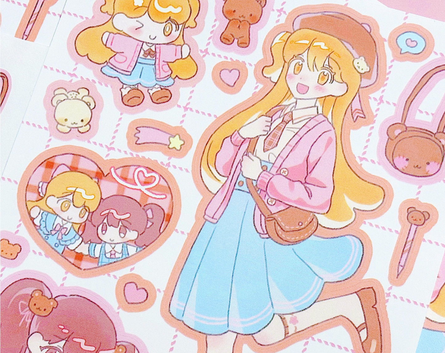 [CW33] Cotton World Teddy School Sticker Sheet