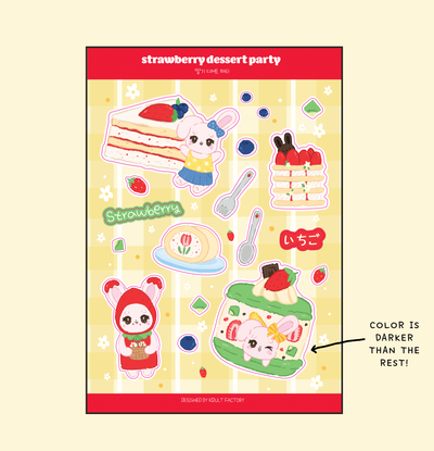 [K:DULT FACTORY] Strawberry Dessert Sticker Sheet (B Grade)