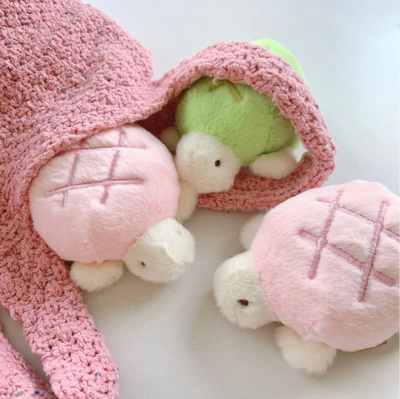 [PK14] Pinkrue Pink Turtle Melon Bread Plush Keyring