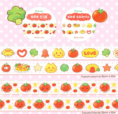 [PK23] Pinkrue Tomato Masking Tape 15mm x 10m (Set/Singles)